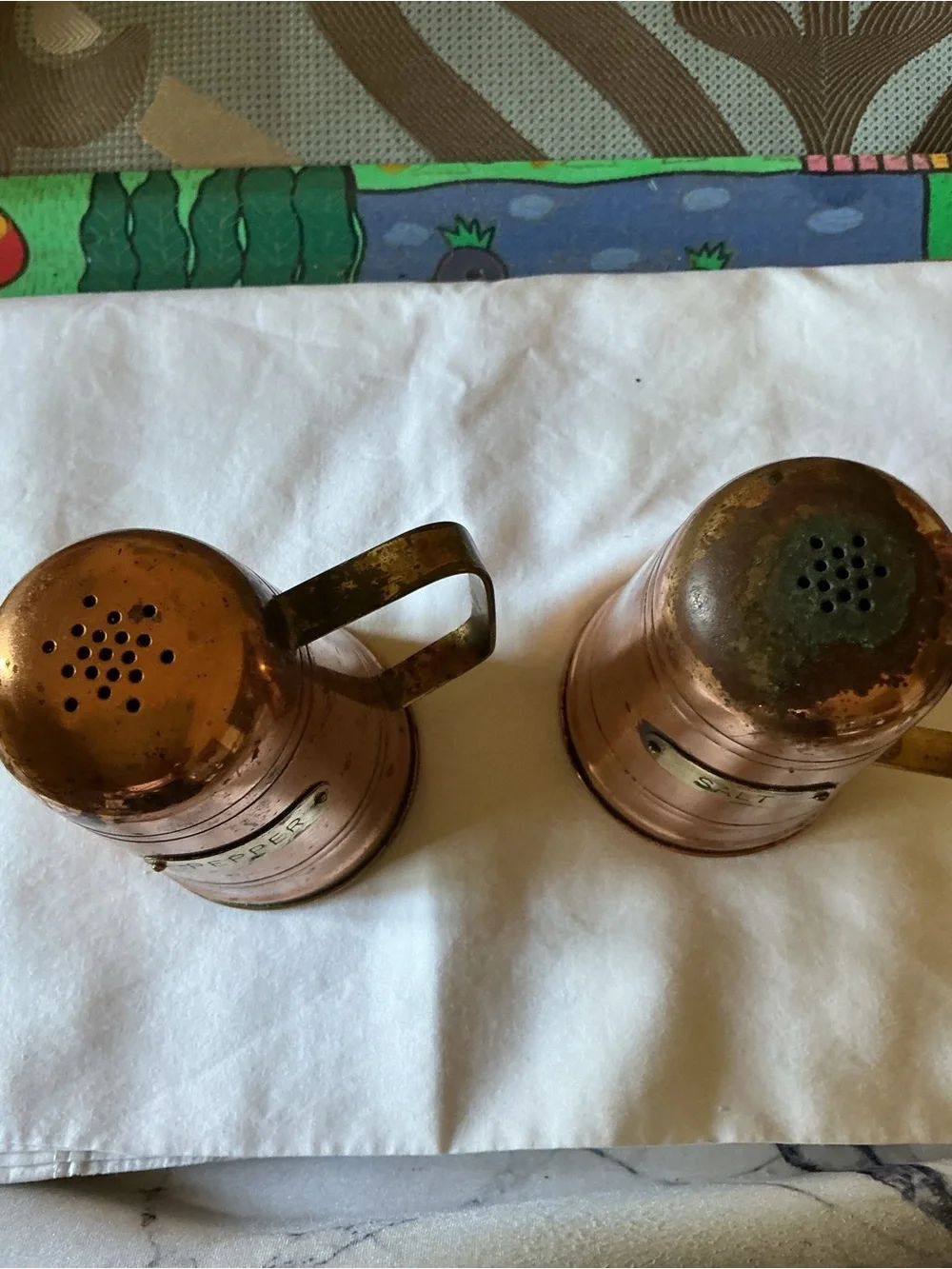 Copper Salt and Pepper Shakers - Vintage Metal Set
